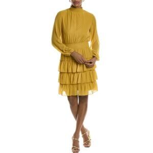 Nanette Nanette Lepore Women's Swiss Dot Mini Dress Gold Ray Size 10